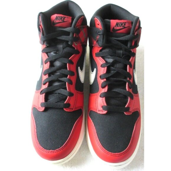 Nike Men's Dunk Hi Retro SE Black University Red Green Plaid Size 9 DV0826-001 - Picture 3 of 5